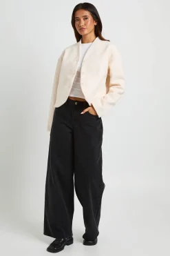 boohoo Manteau Aspect Laine À Boutons<Femme Manteaux Et Vestes D’Automne|Vestes & Manteaux