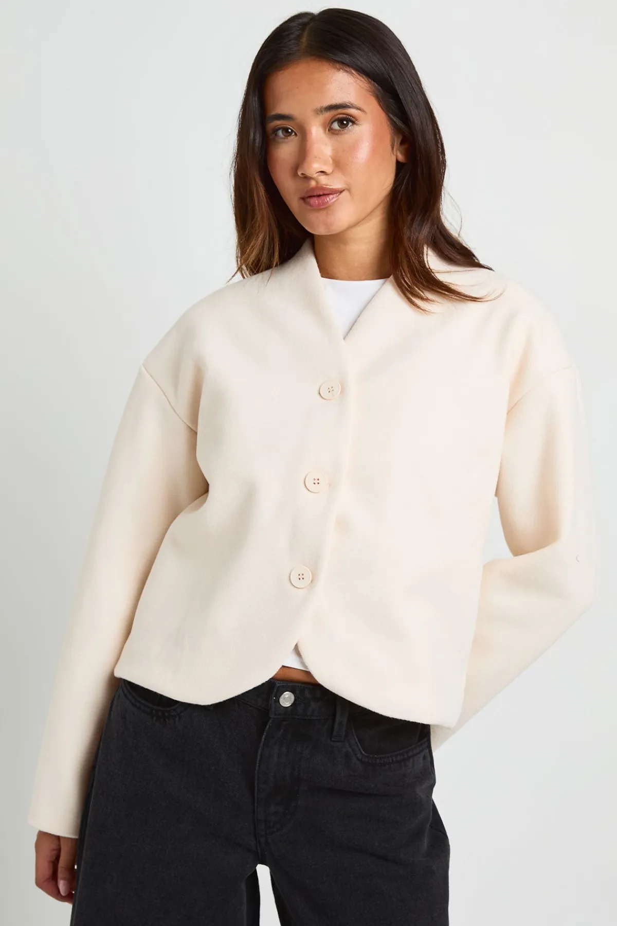boohoo Manteau Aspect Laine À Boutons<Femme Manteaux Et Vestes D’Automne|Vestes & Manteaux