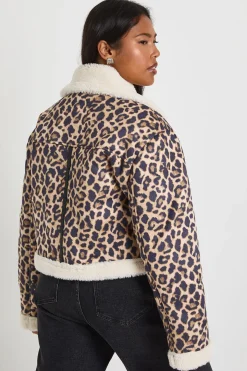 Manteau Aviateur Surdimensionné Plus Léopard