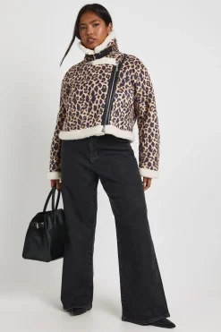 Manteau Aviateur Surdimensionné Plus Léopard