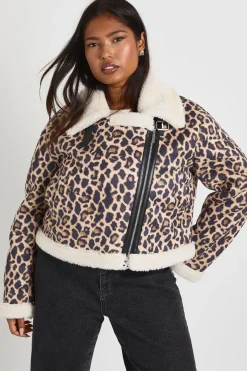 Manteau Aviateur Surdimensionné Plus Léopard