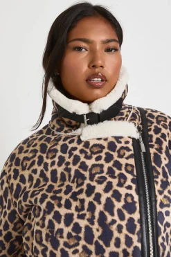 Manteau Aviateur Surdimensionné Plus Léopard