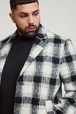 Manteau boxy oversize à carreaux brossés (taille forte)