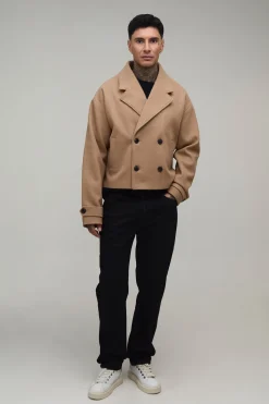 Manteau Caban Court En Drap De Laine Melton Coupe Tall