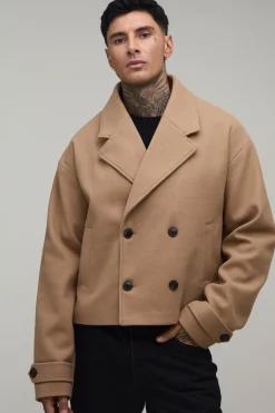 Manteau Caban Court En Drap De Laine Melton Coupe Tall