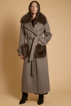 Manteau Cache-cœur À Col En Synthétique Avec Poches En Synthétique Décoratives