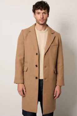 Manteau Camel Signature 3 Boutons Mélange Laine Epsom