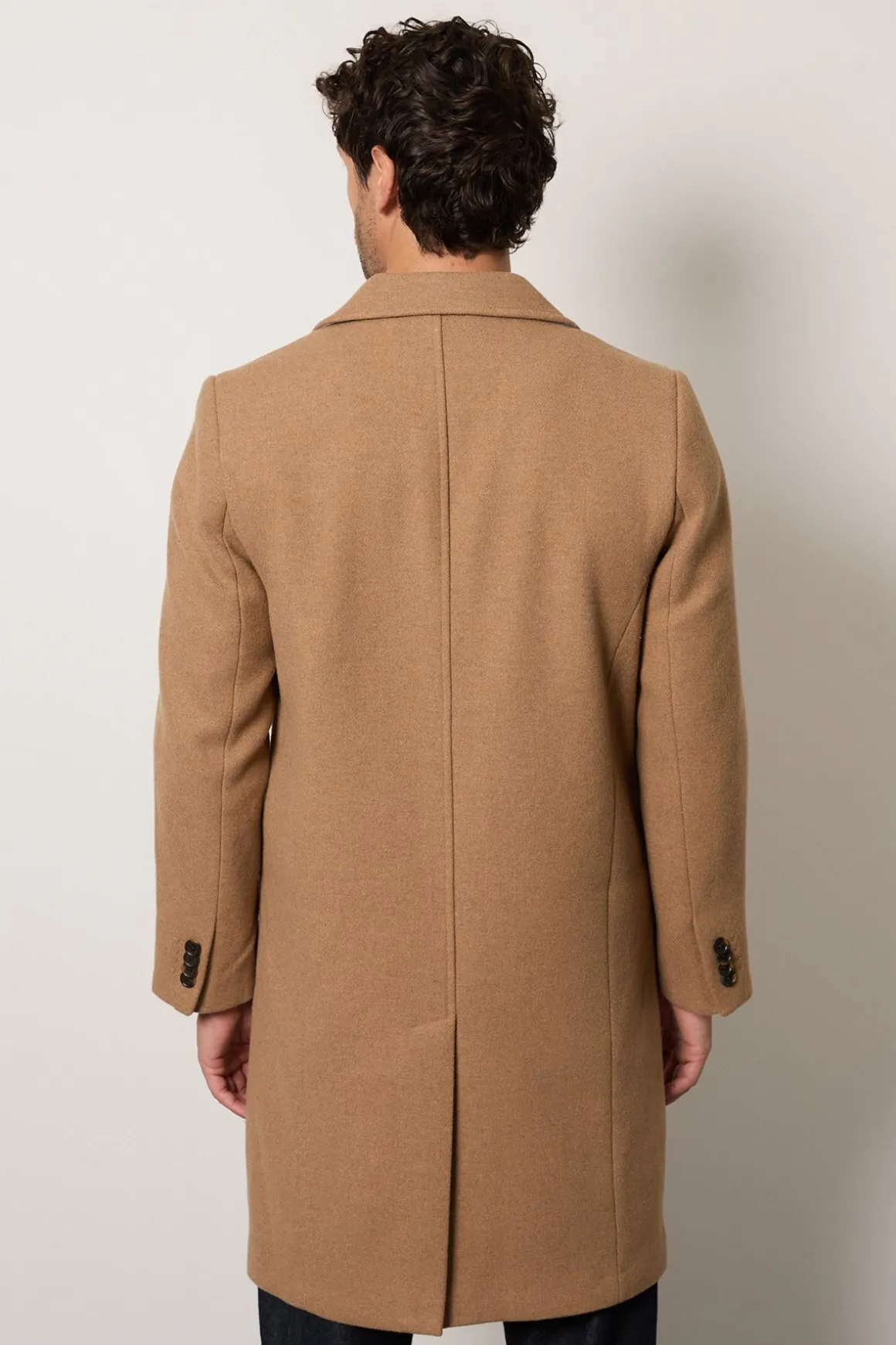 Manteau Camel Signature 3 Boutons Mélange Laine Epsom