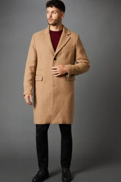 Manteau Camel Signature 3 Boutons Mélange Laine Epsom
