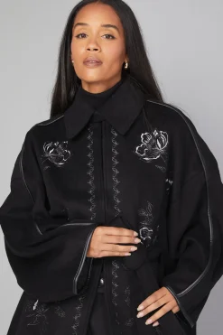 Wallis Manteau Cape Brodé<Femme Vestes & Manteaux