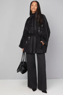 Wallis Manteau Cape Brodé<Femme Vestes & Manteaux