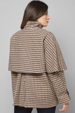 Wallis Manteau Cape à Carreaux Marron<Femme Vestes & Manteaux