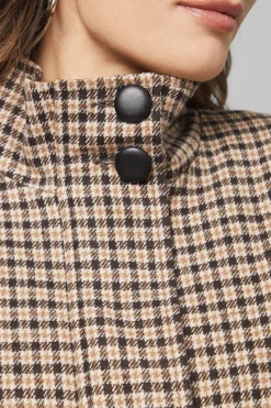Wallis Manteau Cape à Carreaux Marron<Femme Vestes & Manteaux