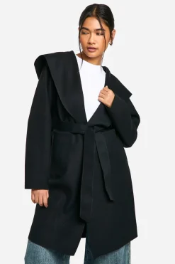 Manteau à capuche effet laine