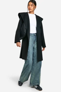Manteau à capuche effet laine