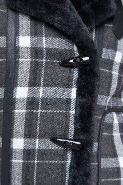 Oasis Manteau à Carreaux avec Finitions en Peau Lainée<Femme Vestes & Manteaux