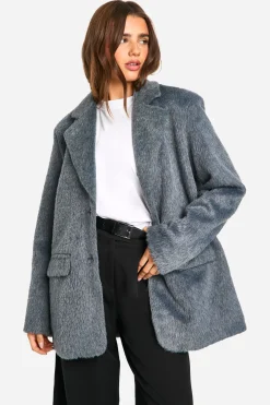 Manteau ceinturé aspect laine