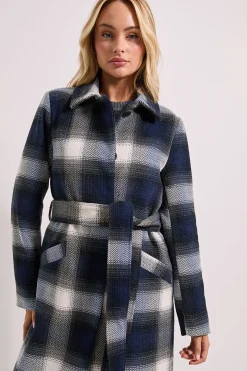 Dorothy Perkins Manteau Ceinturé à Carreaux avec Détails de Manchettes en Fourrure<Femme Vestes & Manteaux
