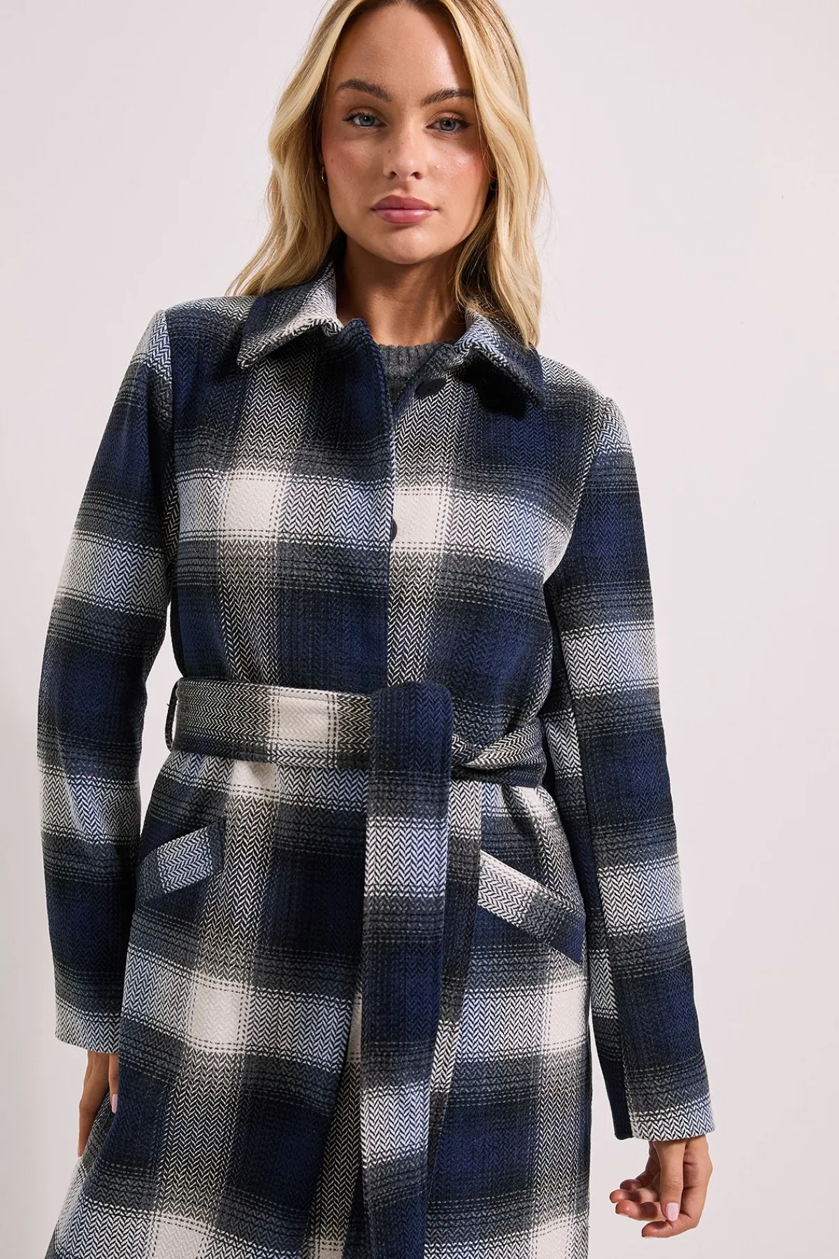 Dorothy Perkins Manteau Ceinturé à Carreaux avec Détails de Manchettes en Fourrure<Femme Vestes & Manteaux