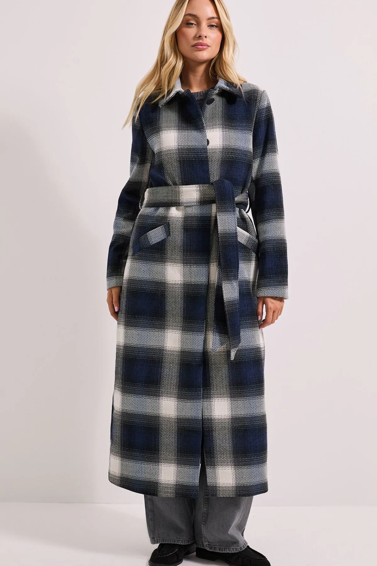 Dorothy Perkins Manteau Ceinturé à Carreaux avec Détails de Manchettes en Fourrure<Femme Vestes & Manteaux