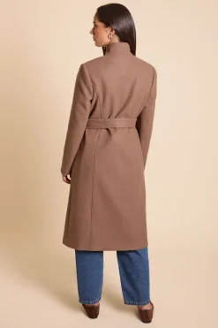 Manteau Ceinturé À Col Entonnoir