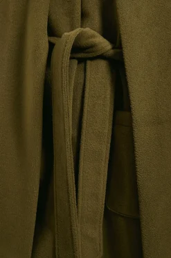 Manteau Ceinturé à Col Rond avec Écharpe
