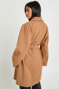 Manteau Ceinturé À Double Boutonnage Effet Laine