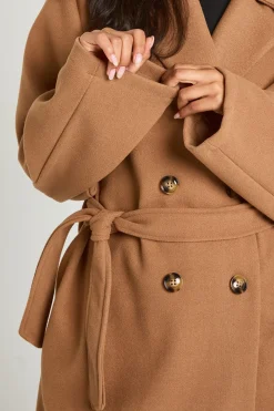 Manteau Ceinturé À Double Boutonnage Effet Laine