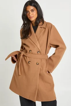 Manteau Ceinturé À Double Boutonnage Effet Laine