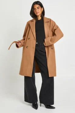 Manteau Ceinturé À Double Boutonnage Effet Laine