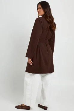 boohoo Manteau Ceinturé À Double Boutonnage Effet Laine<Femme Vestes & Manteaux