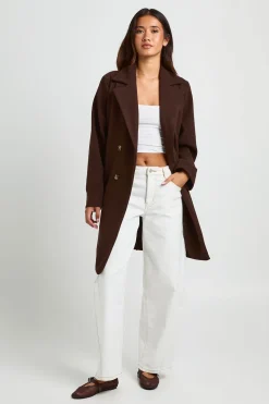 boohoo Manteau Ceinturé À Double Boutonnage Effet Laine<Femme Vestes & Manteaux