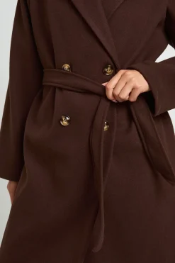 boohoo Manteau Ceinturé À Double Boutonnage Effet Laine<Femme Vestes & Manteaux