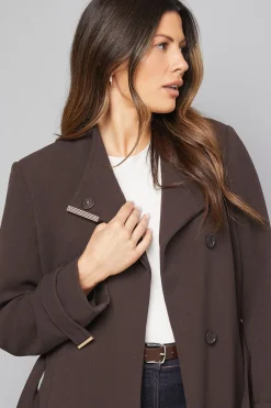 Wallis Manteau Ceinturé à Double Crêpe Portefeuille<Femme Looks Chocolat|Manteaux Et Vestes D’Automne