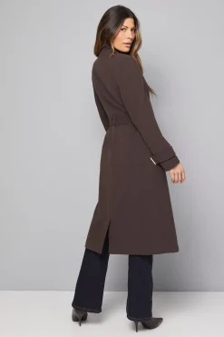 Wallis Manteau Ceinturé à Double Crêpe Portefeuille<Femme Looks Chocolat|Manteaux Et Vestes D’Automne