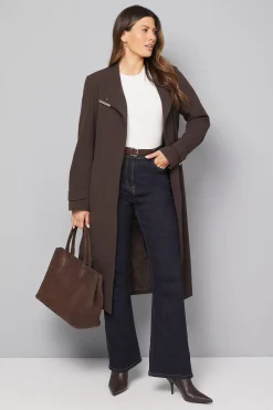 Wallis Manteau Ceinturé à Double Crêpe Portefeuille<Femme Looks Chocolat|Manteaux Et Vestes D’Automne