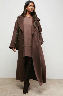 Oasis Manteau Ceinturé à Détail de Poignet<Femme Looks Chocolat|Manteaux Et Vestes D’Automne
