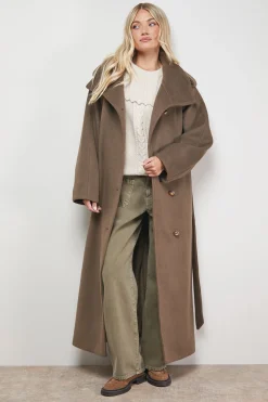 Manteau Ceinturé à Détail Manches Entonnoir