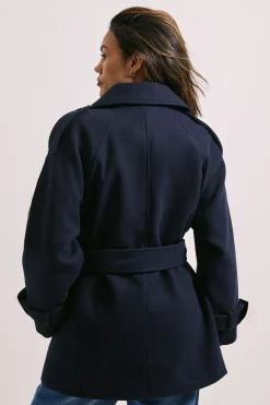Manteau Ceinturé à Détails Patte