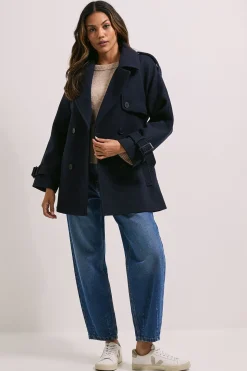 Manteau Ceinturé à Détails Patte