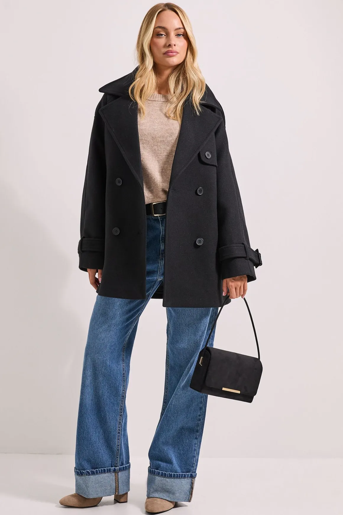 Manteau Ceinturé à Détails Patte