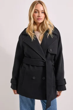 Manteau Ceinturé à Détails Patte