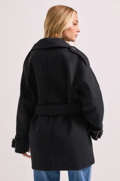 Manteau Ceinturé à Détails Patte