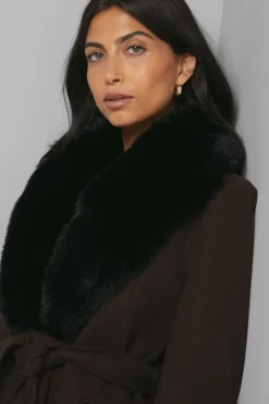 Manteau Ceinture Nouée Col synthétique