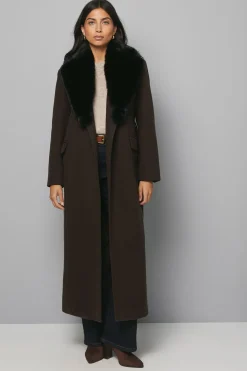 Manteau Ceinture Nouée Col synthétique