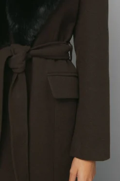 Manteau Ceinture Nouée Col synthétique