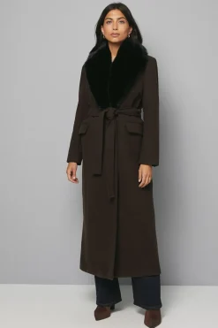 Manteau Ceinture Nouée Col synthétique