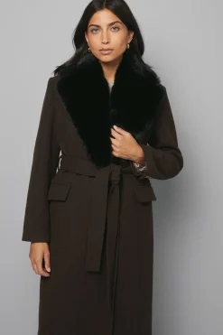 Manteau Ceinture Nouée Col synthétique