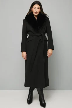 Manteau Ceinture Nouée Col synthétique