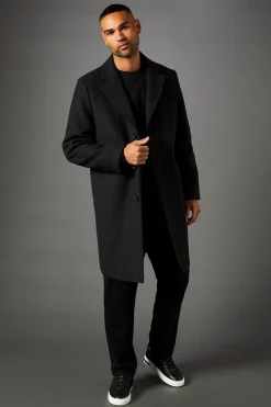 Manteau Charbon Signature 3 Boutons Mélange Laine Epsom